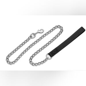 Titan Chrome Plated Dog Leash with Black Nylon Handle - X-Heavy 4'